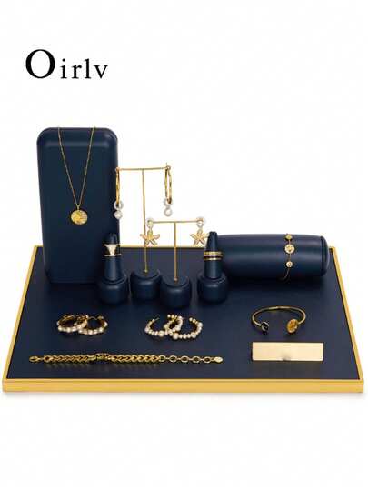 Oirlv 1 suport de afișare pentru bijuterii din piele PU, potrivit pentru inele, cercei, coliere și brățări, excelent pentru depozitarea zilnică a bijuteriilor, expunerea în mall și turnul de bijuterii