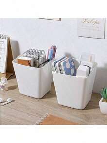 Wall Mounted Storage Boxes, Plastic Baskets, Home/Kitchen/Dorm Trolley Small Hanging Baskets, Bedside Shelf, Kitchen Basket, Suitable For Study Desk, Library, Studio - Multicolor - View 2