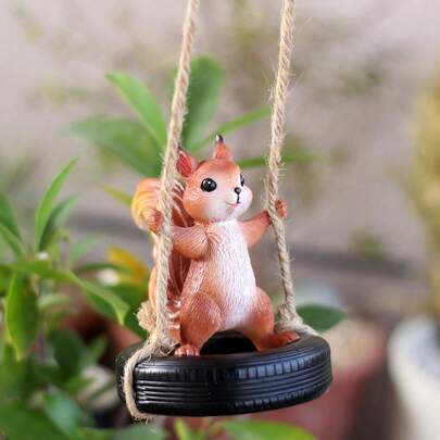 1pc Swinging Squirrel Resin Craft, Suitable For Flower Pots, Lawns, Courtyards, Outdoor Gardens, Spring/Summer Yard Decor, Popular Spring/Summer Gift For Birthday, Valentine's Day, Party
