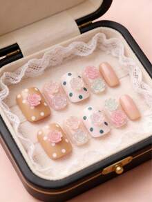50件透明樹脂山茶花美甲裝飾品，3D花卉美甲配件，DIY珠寶用品，美甲寶石美甲飾品 - 彩色 - 查看 6