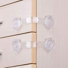 2/4/6/8/10/12pcs Transparent Child Safety Locks - Adjustable Drawer Cabinet Door Fridge Locks, No Drilling Required, Anti-Theft Design, Multi-Angle Flexible, 145mm Length, Plastic Material, Non-Destructive Installation, Furniture Protection, Modern Safety Locks - Clear - View 2