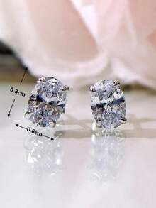 1 Pair Elegant Cubic Zirconia Stud Earrings, Suitable Women, Weddings, Engagements, Anniversaries, Parties, Valentine's Day And Other Occasions RAYW - Vàng - Xem 2