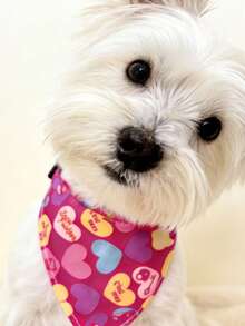 Pañuelo con patrón de corazón lindo para mascotas con collar ajustable, babero impermeable para perros y gatos pequeños, suave y duradero sin argolla en D. - Rosa Fucsia - Ver 7