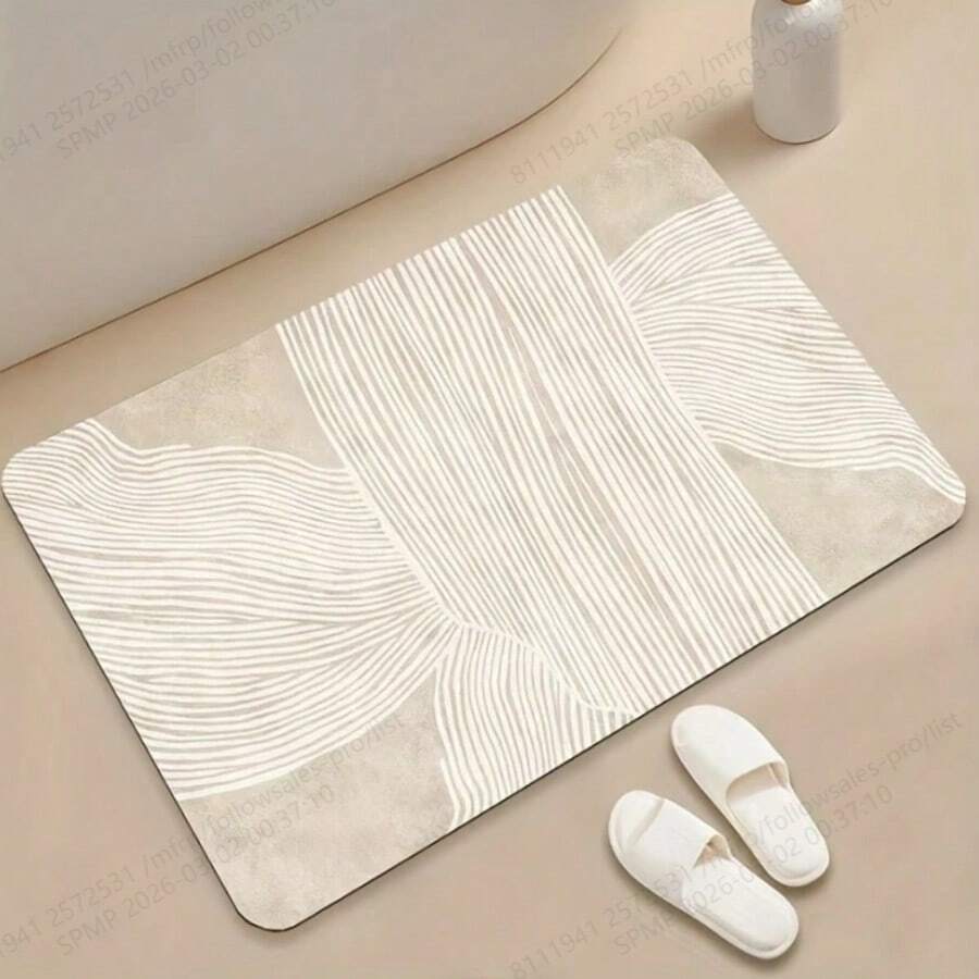 1pc Soft Diatomite Bath Mat - Woven Rectangular Bath Mat, 0.3cm Thick, Super Absorbent, Home Decor, Suitable For Bathroom Entrance - Multicolor - View 1