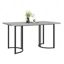 Dining Table 140 X 80 Cm (1 Piece), Modern Kitchen Table, Metal Frame, Rectangular Table With Modern Marble Top, Adjustable Feet, Grey, Ideal For The Dining Room Or Living Room. - Grey - View 2