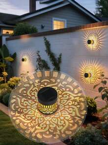 4/2/1件套太阳能莲花壁灯，曼陀罗壁灯，优雅太阳能壁灯 | 适用于花园、露台、楼梯、庭院、街道、后院和前门的LED照明，母亲节和生日礼物 - 彩色 - 查看 9