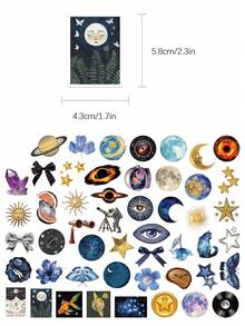 50pcs Cosmic Star Stickers Aesthetic Vibes For Journal, Phone Case, Tablet, Water Bottle, Desk, Helmet, Bike, Luggage, Waterproof Decals - Multicolor - View 2