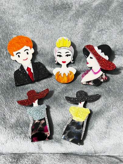 1pc Elegant Acrylic Hat Lady Brooch, Fashionable Suit Gentleman Lapel Flower, Clothing Bag Accessory Gift, Suitable For Wedding Season And Fashion Accessories