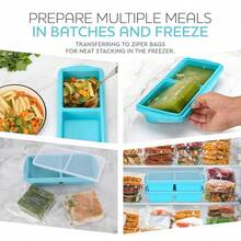 Silicone Freezer Tray With Lid-Soup Freezer Container Molds-2-Cup Extra Large Ice Cube Tray-Makes 4 Perfect 500ml Portions Cubes, For Freezing Soup,Stews,Sauces.Oven&Dishwasher-(2-Pack) - 2-cup - 查看 7