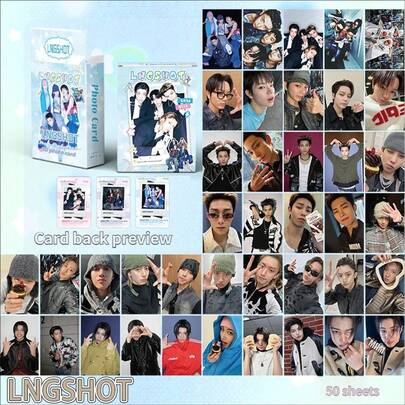 50pcs Kpop LNGSHOTX "Shot Callers" "Moonwalker" New Series Includes Personal Photos Of All Members Of OHYUL,RYUL,WOOJIN,LOUIS Small Card Limited Edition Collectibles, High Definition Double Sided Photos, Kpop Celebrity Periphery, Fans Must Have, Korean Pop Music Merchandise