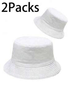 2pcs Unisex Bucket Hat, Beach Sun Hat, Fishing Hat, Suitable For Men, Women, Teens, UPF 50, Foldable, Summer Travel Beach Sun Hat, Reversible - Multicolor - View 3