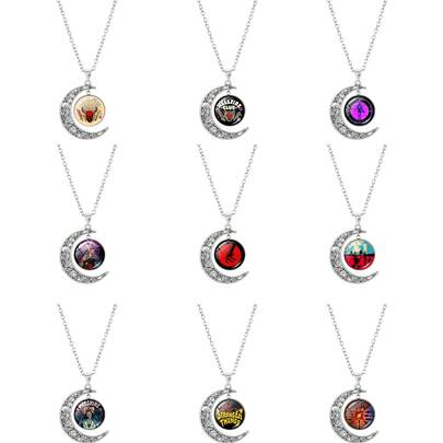 SHARLOVY 1pc Hot-Selling Overseas TV Series Necklace, Time Gem, European & American Moon Pendant, Sweater, Cross-Border Accessory, New Year Gift, Valentine's Day Gift, Easter Gift [Random Style]