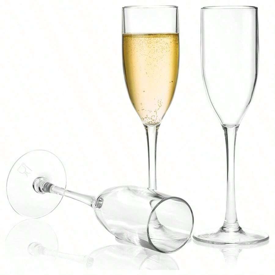 1/2/4/6/8/12pcs 5oz Reusable Acrylic Champagne Flutes, Multi-Color Wedding Party Toasting Glasses, High-End Drinkware For Home & Restaurant, Ideal Gift For Birthday, Business Gathering, Baby Shower, Bridal Shower, Mother's Day, Father's Day, Easter, Team Event, Corporate Celebration, Festival And Outdoor Dining