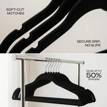 10-Pack Plush Clothes Hangers, Velvet Hangers,Luxurious, Traceless, High-Load-Bearing Wardrobe Hangers, Suitable For Clothing Storage In Bedrooms, Balconies, And Bathrooms, And Can Be Used To Hang Shirts, Coats, Dresses, Pants, Etc. - 黑色(加厚升級款) - 查看 3