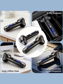 SKYWORTH Men's Electric Shaver With Nose Hair Trimmer, 600mAh Rechargeable Waterproof Rotary Shaver With Nose Hair Trimmer Head, Gift Set - Multicolor - View 5