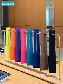 轻便V型条纹Koolife 3D编织手机袋，兼容 17 Pro Max，男女通用，可折叠，带纹理，长80厘米，多功能斜挎包，弹性收纳空间，可存放钥匙、卡片等，透气网眼窗口，防丢设计，适合所有机型，春季派对礼物 - 薄荷綠 - 查看 4