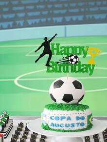 1pc World Cup Football Cake Topper, Suitable For Birthday, Gift-Giving, Sports Theme Party, Football Cake Decor, Holiday Celebration - Multicolor - View 5
