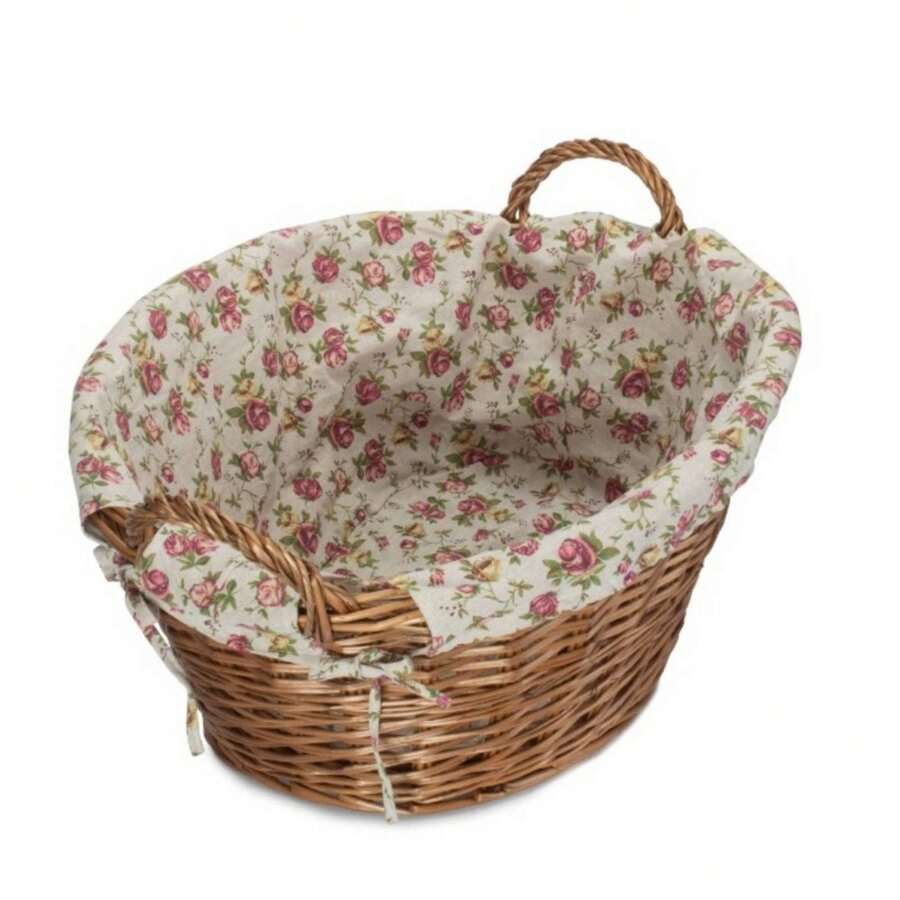 Red Hamper Light Steamed Wicker Open Top Laundry Basket - View 1