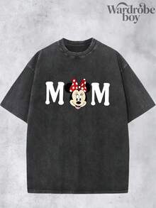 1PC Disney Printed Wash Water T-Shirt,Disney Mickey And Minnie Couple Outfits T-Shirt,Father's Day And Mother's Day T-Shirt, Gift For Parents,High-Quality Pure Cotton T-Shirt,Suitable For All Seasons, Comfortable And Breathable| Exquisite Design | The Best Choice For Giving Gifts - 女士 - 查看 2