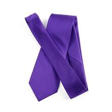 ZLQ&GOU 3 piezas Conjunto de corbata de poliéster de pana sólida púrpura con pajarita y pañuelo de bolsillo, adecuado para eventos de negocios, bodas, sin caja de regalo - Morado - Ver 2