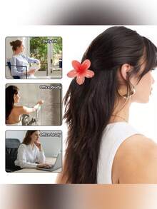 大型夏威夷鸡蛋花发夹，8厘米哑光珠光鸡蛋花防滑发卡，可爱热带夏季海滩发饰，适合女性女孩，无论发量多少，优雅花朵头饰，适合日常沐浴和度假佩戴。 - 彩色 - 查看 2