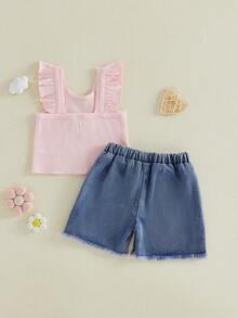 Young Girls Tank Top Co-Ords - 粉色 - 查看 7