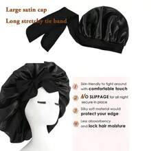 1 pieza Gorro de dormir de seda de satén de lujo con cordón ajustable - Gorro de cuidado del cabello ligero, cómodo toda la noche, ideal para cabello largo, rizado o trenzado - Accesorio de baño premium, elegante y cómodo, producto de cuidado del cabello unisex para la noche - Multicolor - Ver 6