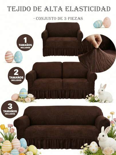 Fundas de Sofá de 3 Piezas en Color Verde Azulado, Tejido de Alta Elasticidad y Textura Jacquard con Diseño de Hojas, Incluye 1, 2 y 3 Plazas con Falda Decorativa, Protección Completa y Ajuste Perfecto, Ideal para Renovar la Decoración del Hogar, Salones y Espacios de Reunión, Regalo Premium en Celebraciones como Día de la Madre, Día de San Valentín, Navidad, Año Nuevo, Día de los Muertos, Grito de Independencia, Cyber Monday, Semana Santa, Graduaciones, Bodas, Fiestas de 15 Años y Aniversarios(Rojo/Marrón/Verde)