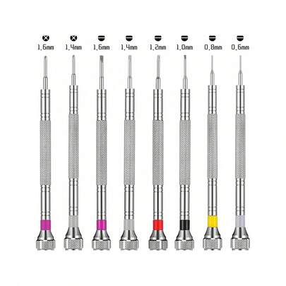 8 قطع مجموعة مفكات دقيقة للمجوهرات، مفكات إصلاح ساعات صغيرة من 0.6-1.6 مم، مناسبة لإصلاح الساعات والنظارات والمجوهرات والإلكترونيات