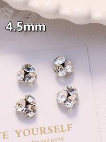 10pcs K9 Mini Nail Art Rhinestones, Shiny Transparent White Asymmetrical Flat Bottom Rhinestone Beads - White - View 7