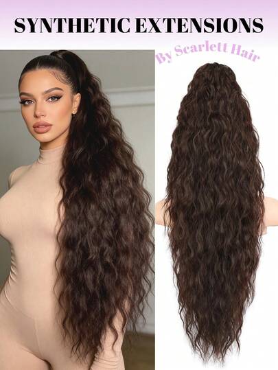 30 Inch Long Wavy Ponytail Hair Clip, Multi-Layer Heat Resistant Synthetic Fiber, Wavy Curly Heat Resistant Fiber Wig, Unisex, Easy To Wear, Suitable For Women's Parties, Holidays, Music Festivals, Parties, Daily Wear, Hair Salons, Cosplay, Weddings, Y2K, Lolita, JK Style, Suitable For Sparse Hair, Beginners And All Skin Tones, New Year And Valentine's Day Gift, Hair Accessories
