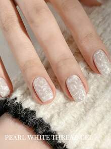 SHANGFEIYA 10毫升珍珠白丝线凝胶，闪亮丝绸贝壳纹理美甲凝胶，UV/LED可卸凝胶，适用于沙龙和DIY美甲 - 彩色 - 查看 3