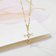 Dây chuyền thánh giá bằng thép không gỉ, kiểu dáng hip-hop châu Âu và Mỹ, vòng cổ choker unisex. - Vàng - Xem 1