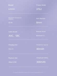 Lenovo XT62 Bluetooth 5.3 Earphones Wireless HiFi Sport Noise Reduction Headset With Mic Touch Control TWS Original Earbuds - View 11