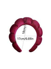 1pc High Quality Velvet Headband For Skincare, SPA, And Styling - Hot Pink - View 2