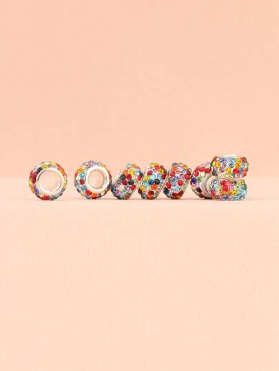 10/20pcs 6mm Round Soft Clay Inlaid Colorful Glass Rhinestone Beads, Shiny Large Hole Beads Suitable For European Bracelet, Snake Chain Pendant And Earring DIY Crafts