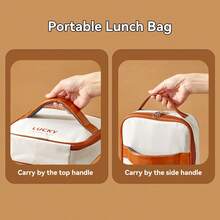 1000ML 3 Compartments Portable Plastic Lunch Box, Cute Patterned Fruit Salad Bento Box, Large Capacity Sealed Leak Proof Lunch Container, Detachable Divided Fruit Fresh-Keeping Box, Microwave Heatable, Suitable For Student And Adult Use In School, Office, Outdoor Camping, Picnic, Travel - Multicolor - View 8