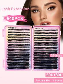 570/640 sợi mi giả mềm mại và cong, độ dày 30D/40D/50D/60D/80D/100D, hỗn hợp 8-16mm, 32 hàng, độ dày 0.07mm, mi giả lông chồn chống thấm nước, nhẹ, hiệu ứng 3D cho kiểu trang điểm từ tự nhiên đến ấn tượng, tiện lợi để sử dụng hàng ngày hoặc trong các dịp đặc biệt. - màu đen - Xem 3