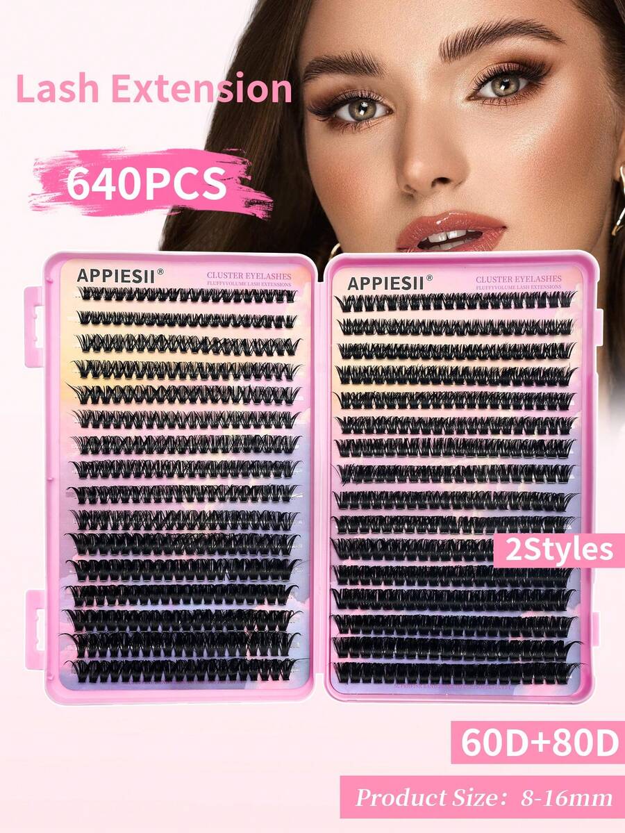 570/640 片 30D/40D/50D/60D/80D/100D 柔软卷翘假睫毛，8-16mm 混合长度，32 排，每排 0.07mm，防水貂毛假睫毛，轻盈舒适，3D 效果，打造从自然到浓密的各种妆容，方便日常佩戴或特殊场合使用。