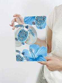 1pc Blue Sea Turtle & Hibiscus Flower Print Protective Case, Transparent TPU Shockproof Protective Cover, Tropical Coastal Aesthetic Design, Compatible With Cases, 11th Generation - Clear - View 34