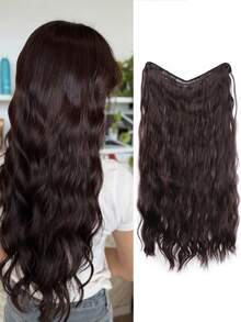 Extensiones de cabello sintético de fibra resistente al calor, estilo ondulado, de 26 pulgadas de largo, con degradado en forma de V en color negro, adecuadas para mujeres y niñas para fiestas y uso diario. Incluye pasadores, accesorios y pinzas - Multicolor - Ver 12