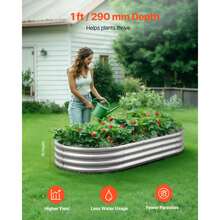 Metal Raised Garden Bed, 6 X 3 X 1 Ft Outdoor Galvanized Planter Garden Box, Open Bottom Design, Large Planter Raised Bed For Growing Vegetables, Flowers, Herbs, Succulents, Galvanized Color - 70.9 X 35.4 X 11.8 Inches - View 2