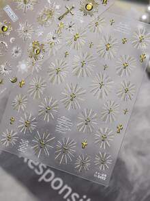 1pc 5D Gold Plated Nail Sticker, Luxury & Exquisite Nail Sticker, Retro Halo Faith Nail Sticker, DIY Nail Sticker Nails Nail Supplies - Multicolor - View 5