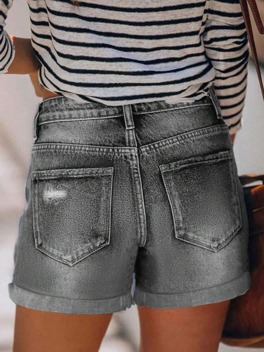 European Street Style Summer New Versatile Commute & Vacation Fashion Mid-Waist Cuffed Women Jeans