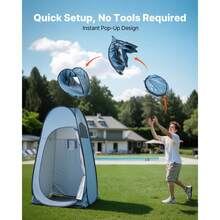 Pop Up Shower Tent, Instant Portable Privacy Tent Changing Room With Hanging Bag, Ground Stakes, Ropes, Carry Bag, 190T Polyester With Silver Coating, Quick Setup, For Camping, Beach, Fishing - Pop-up Shower Bag L48*W48*H84inch - View 4