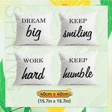 4pcs Inspirational Quote Pattern Pillow Cover, Single-Sided Printed Cushion Cover, Suitable For Living Room, Bedroom, Home Decor, All Season - Multicolor - View 13
