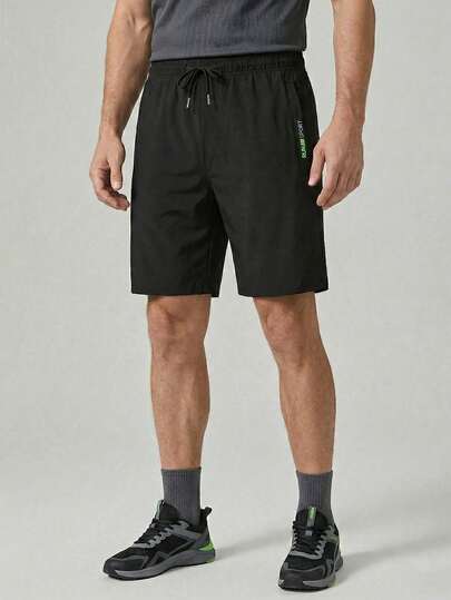 1pc Men's Elastic Waist Training Shorts With Zipper Pockets - Quick-Dry Breathable Running & Workout Shorts, Summer Outdoor Sports Pants, Lightweight & Comfortable