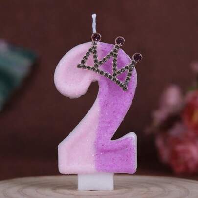 1pc Dual-Color Middle-Parted Crown 0-9 Number Birthday Candles, Creative New Atmospheric Candles For Birthday, Anniversary, Party Cake Decoration