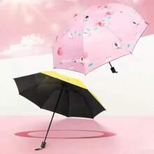 1pc Fruit Pattern Umbrella, Viral Dual-Use Umbrella, Black Coating UV Protection Folding Umbrella - Multicolor - View 2