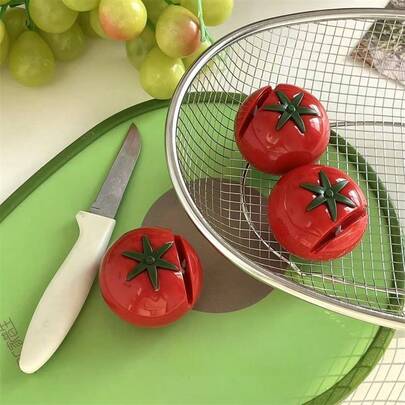 1pc Red Plate Tomato Sharpening Stone, Kitchen Knife Sharpener, Manual Portable Knife Sharpening Tool, Kitchen Quick Sharpening Stone, Outdoor Scissors Sharpening Stainless Steel Kitchen Knife